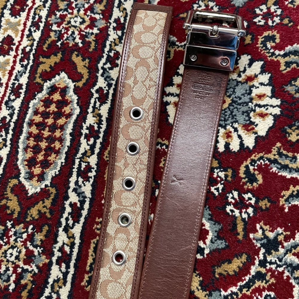 Coach men signature reversible belt